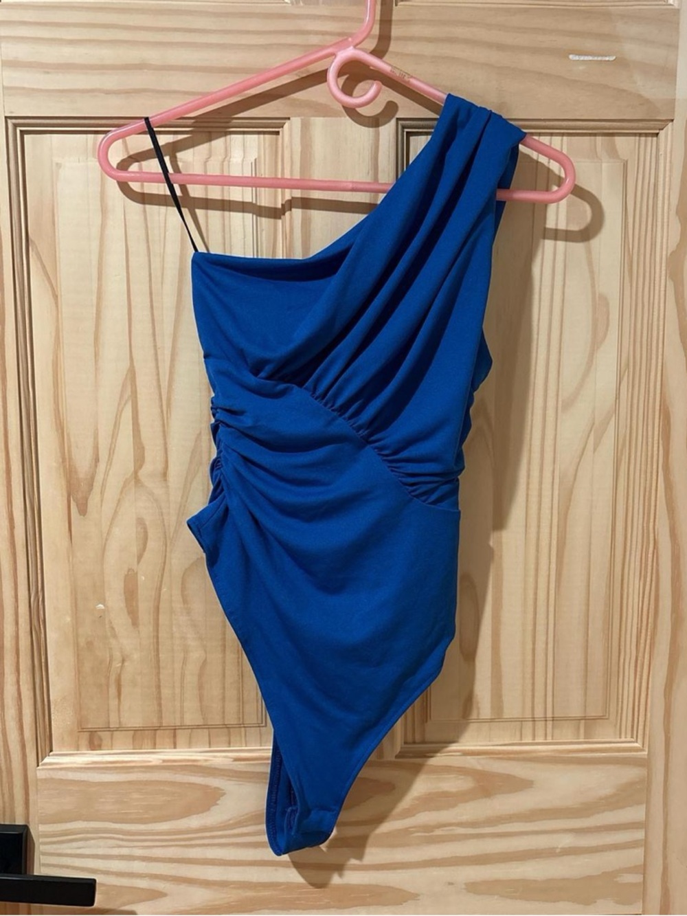 Asymmetrical Royal Blue One-Shoulder Bodysuit